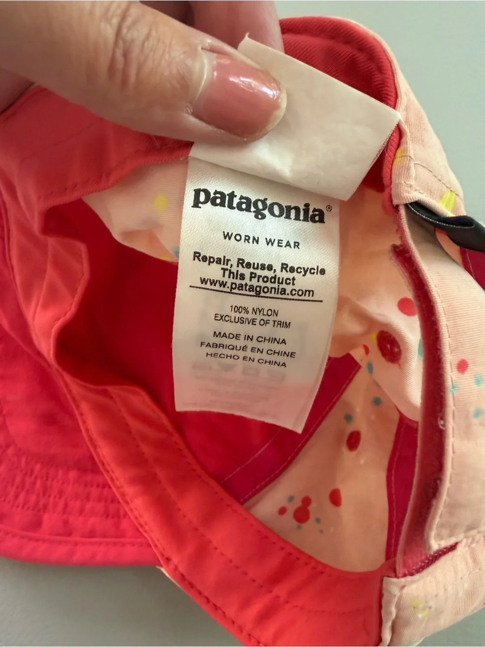 Patagonia Girls Nylon Ball Cap Hat Pink Splatter 5T - Light weight quick dry